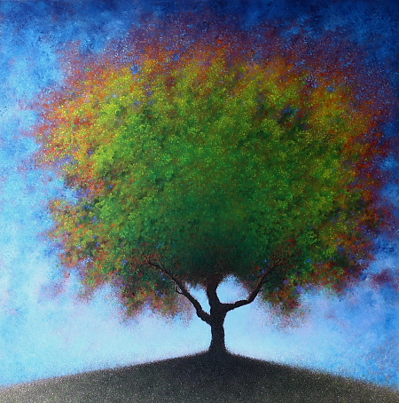 Autumn Maple - painted by Alan Moloney - 102cm x 102cm . Oil on Canvas