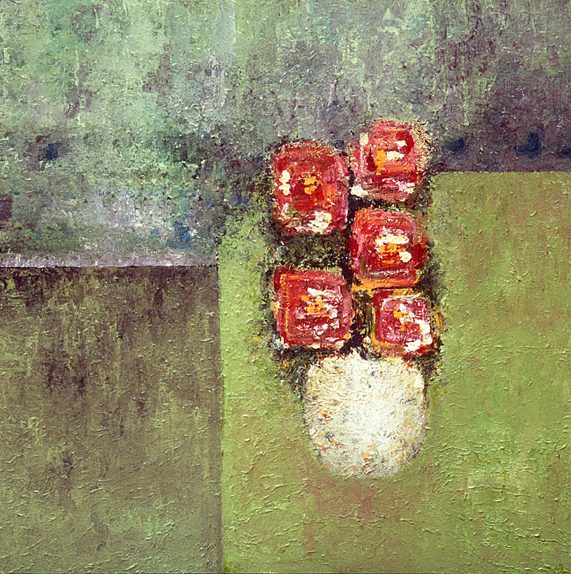 Camellias - painted by Alan Moloney - 102cm x 102cm . Oil on Canvas