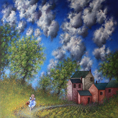 Lulu's French Adventure - painted by Alan Moloney - 102cm x 102cm . Oil on Canvas