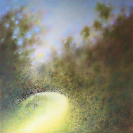 Walking at Dusk - painted by Alan Moloney - 102cm x 102cm . Oil on Canvas